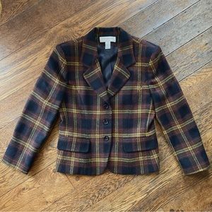 Black & Burgundy Plaid Blazer